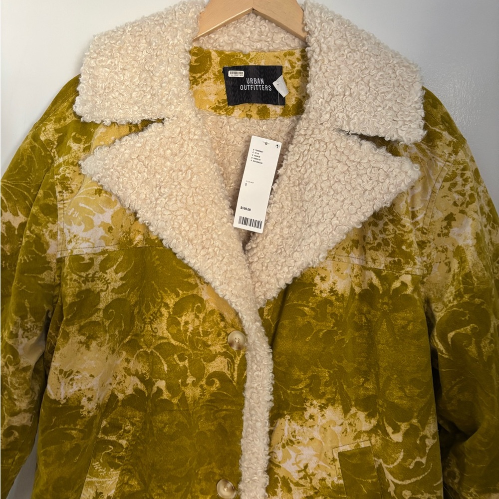Urban Outfitters Mustard and Cream Teddy Jacket